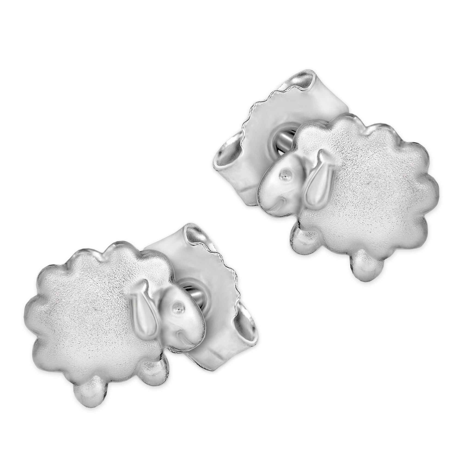 Schaf Ohrringe als Stecker 5 mm schlicht teilmatt Silber 925