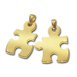 Goldener Puzzleteilanhänger 2-teilig je19 mm Puzzle Freundschaftsanhänger 333 Gold