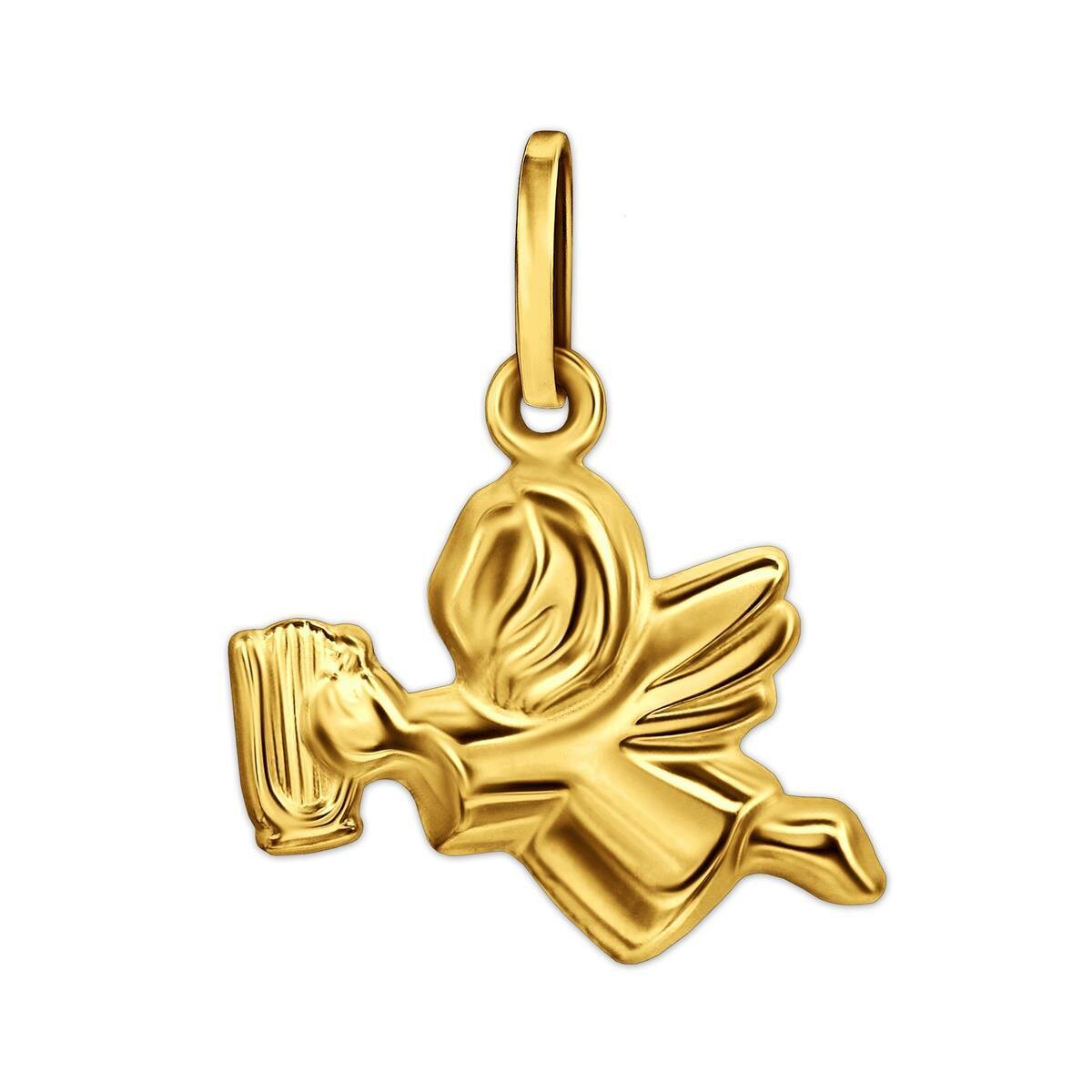 Goldener Anh&auml;nger Schutzengel 10 x 13 mm fliegend mit Harfe  fig&uuml;rliche Form 333 GOLD 8 KARAT