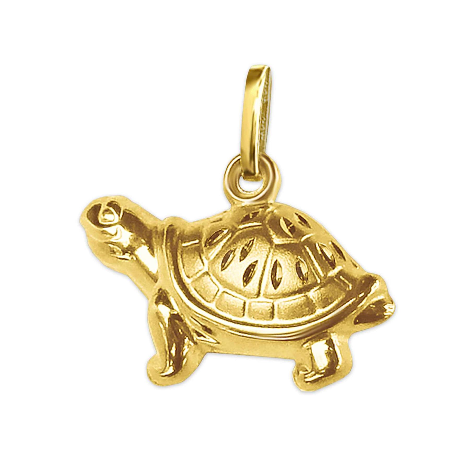 Goldene Schildkröte 15 x 7 mm figürliche Form, eine Seite glänzend, die andere matt diamantiert 333 GOLD 8 KARAT