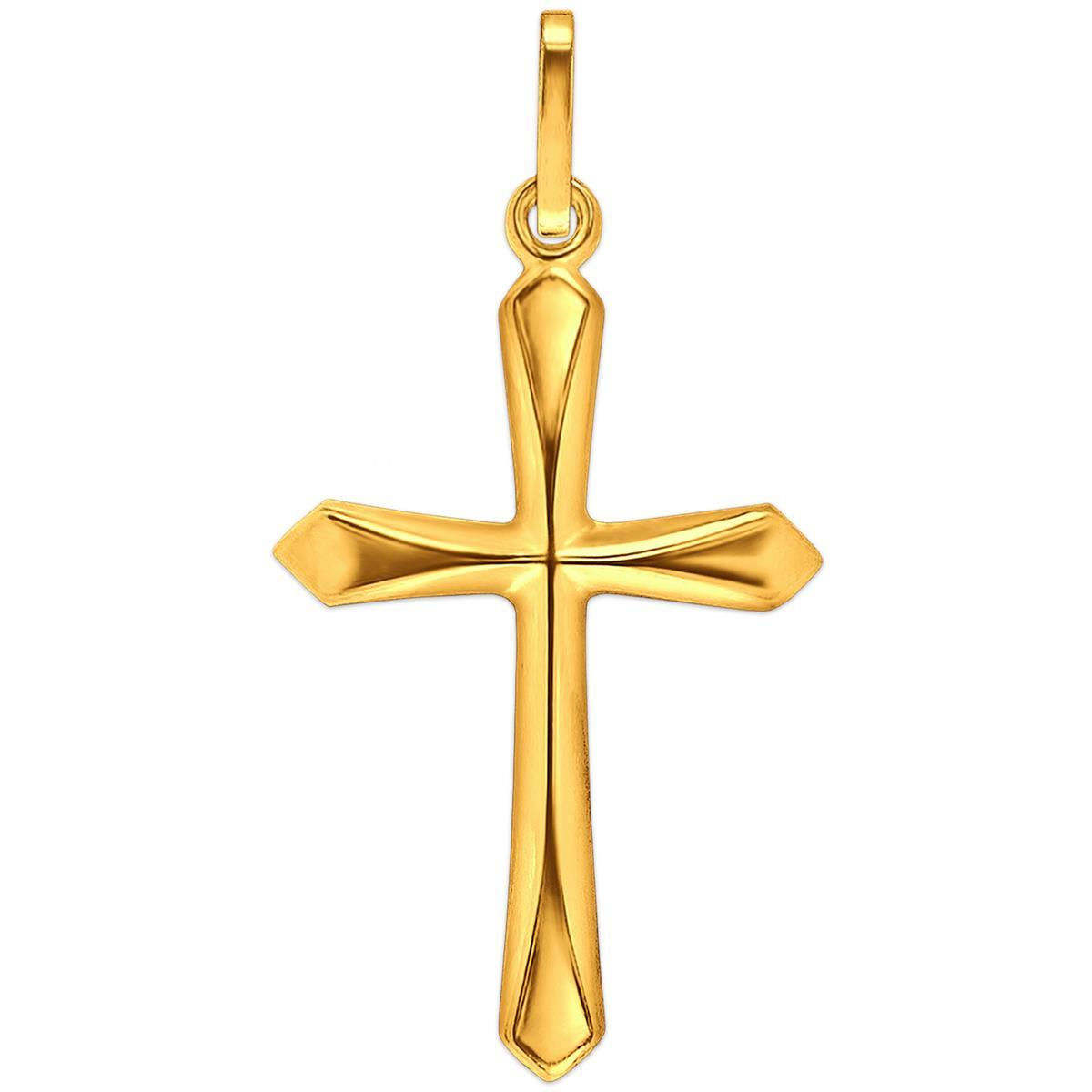 Kreuz 20 mm glänzend schlicht Enden eckige Form 333 Gelbgold 8 Karat