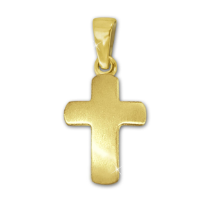 Goldene schlichtes Kreuz 12 mm seidenmatt leicht gewölbt...