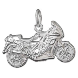 Silberner Anh&auml;nger Motorrad 23 x 13 mm beidseitig...