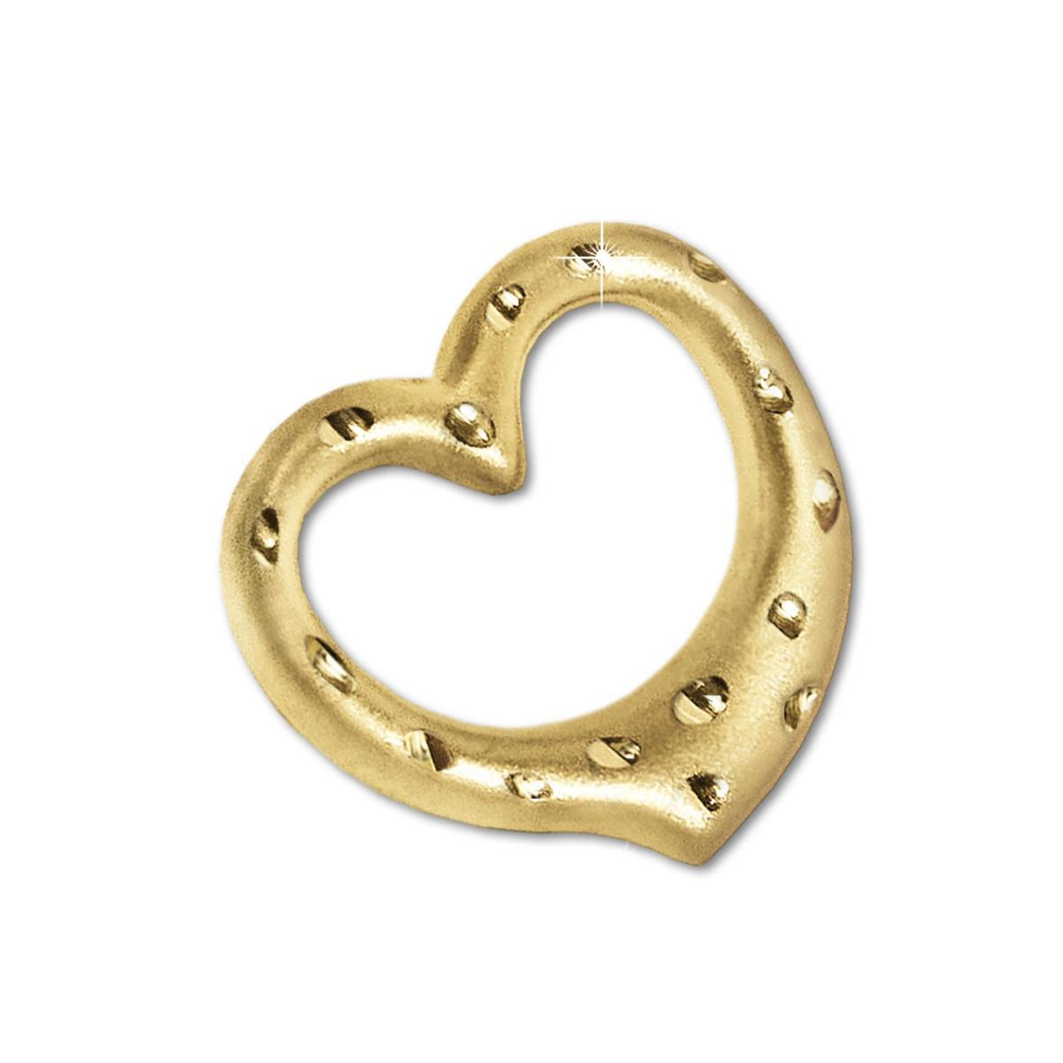 Goldener Anhänger Herz 12 mm plastische Form seidenmatt diamantiertes Pünktchenmuster 333 GOLD 8 KARAT