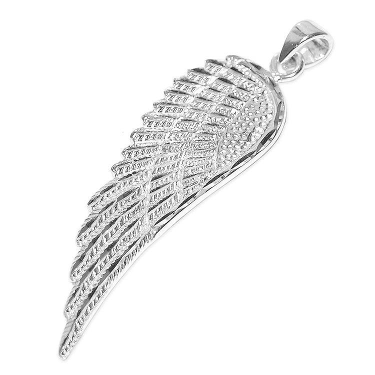 Flügelanhänger 36 mm Diamantschliff glänzend Echt Silber 925