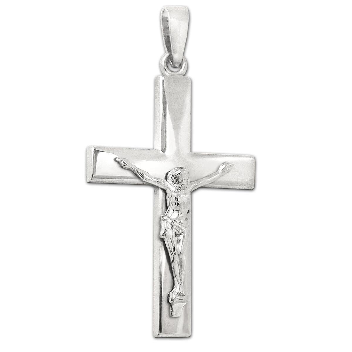 Jesus Kreuz Anh&auml;nger 41 mm Kruzifix Echt Silber 925
