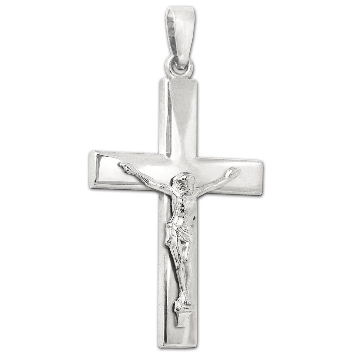 Jesus Kreuz Anhänger 41 mm Kruzifix Echt Silber 925