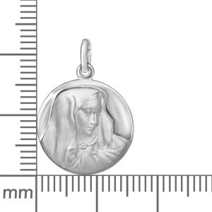 Heilige Maria Anhänger rund Ø 16 mm Bildnis Madonna Echt Silber 925