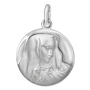 Heilige Maria Anh&auml;nger rund &Oslash; 16 mm Bildnis Madonna Echt Silber 925