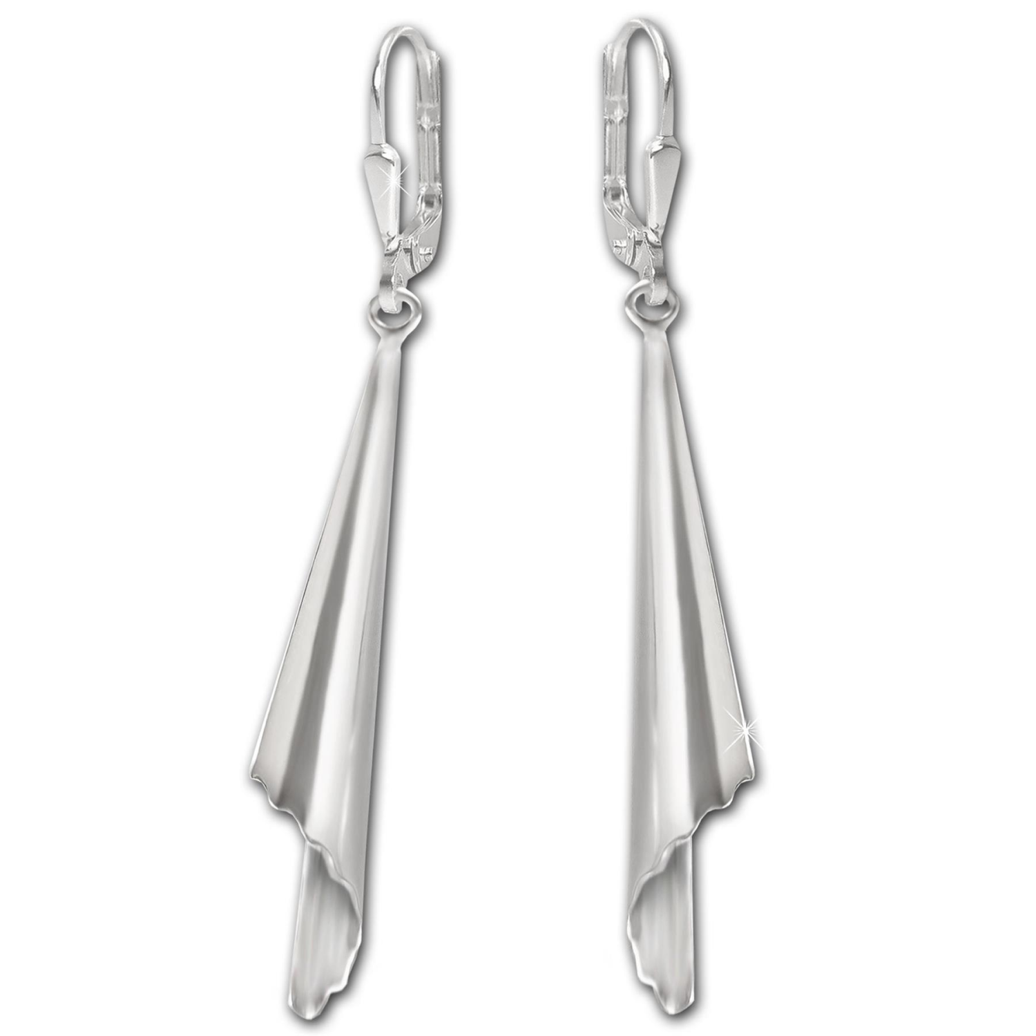 Silberne lange Ohrhänger 53 mm kegelartige eingerollte 3D-Form glänzend STERLING SILBER 925
