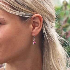 Ohrringe 28 mm Flamingo 10 mm pink lackiert Echt Silber 925