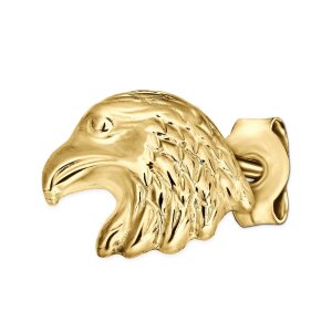 Goldener einzelner Ohrstecker Adler als Adlerkopf 8 x 6 mm 333 Gold