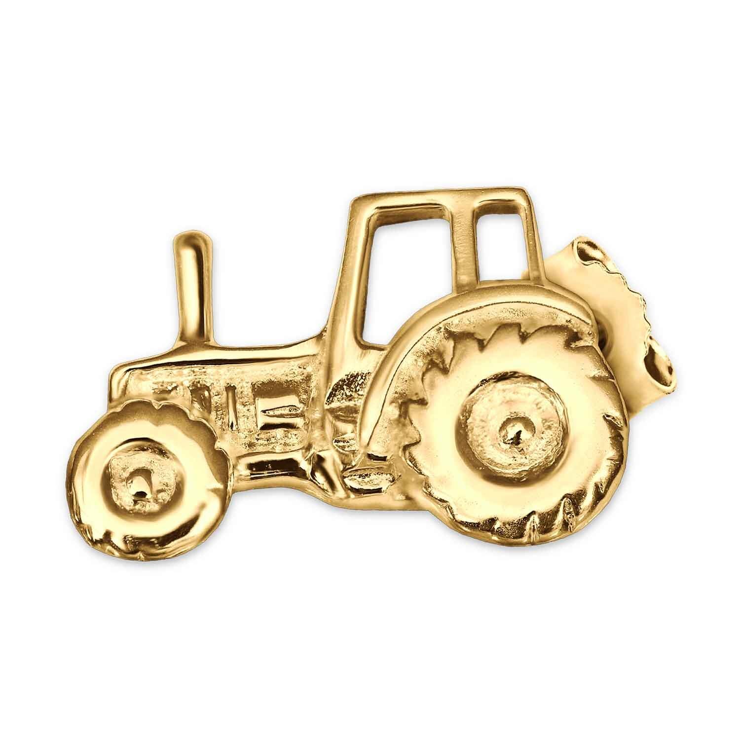 Goldener einzelner Single Ohrstecker Traktor 9 x 6 gl&auml;nzend 333 Gold 8 KARAT