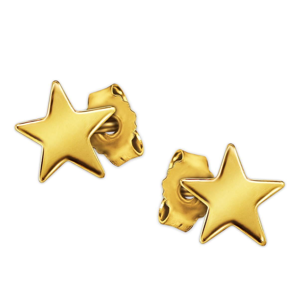 Goldene kleine Ohrstecker Stern 5 mm schlicht und hochglänzend poliert 333 GOLD 8 KARAT