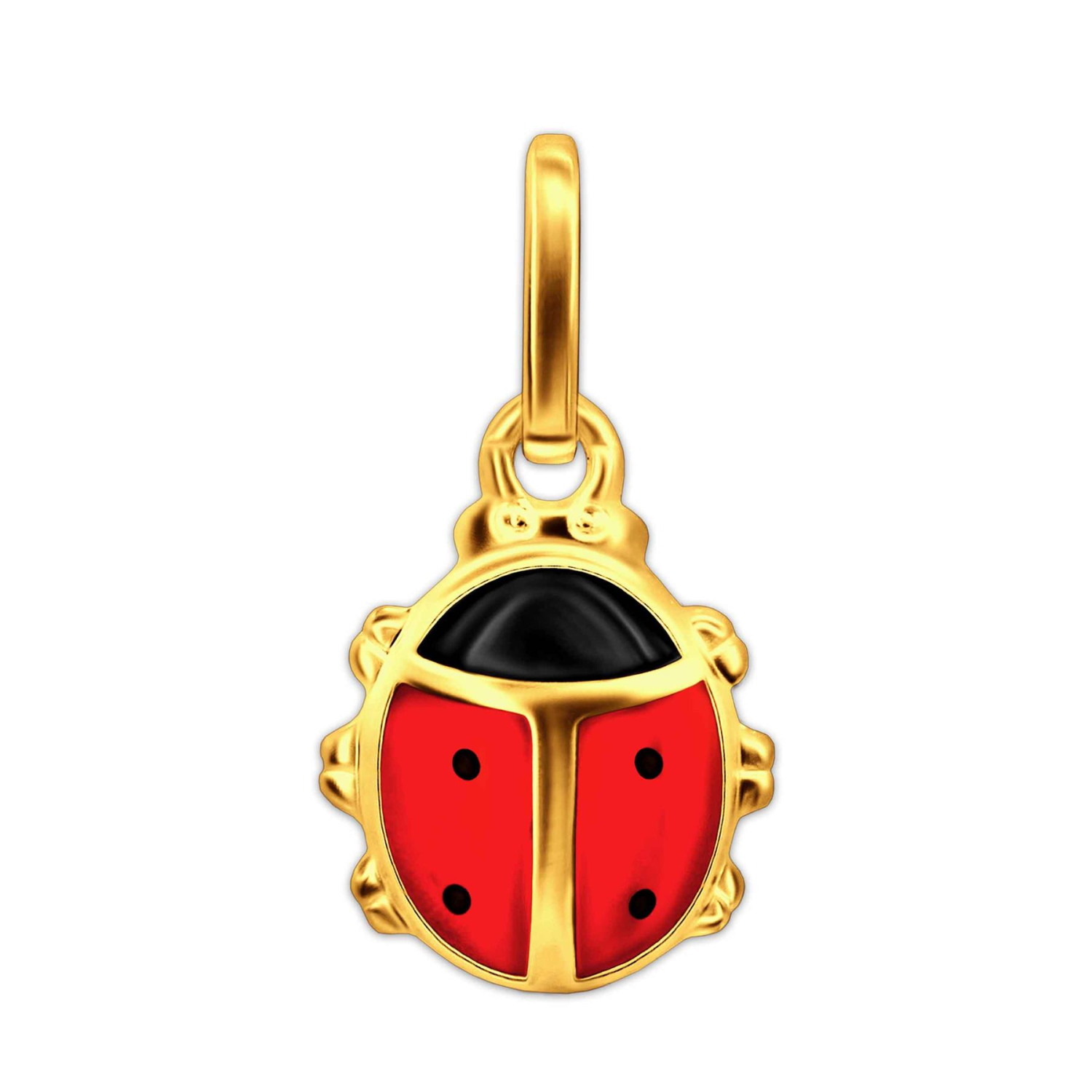 Goldener Marienkäfer rot und schwarz lackiert glänzend 333 GOLD 8 KARAT