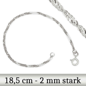 Silbernes Armband Singapur 18,5 cm glänzend leicht...