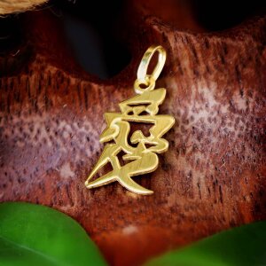 Goldener Anhänger chinesisches Schriftzeichen Liebe 16 mm offen glänzend 333 Gold 8 Karat