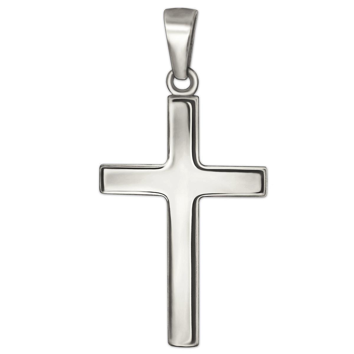 Silberner Anhänger Kreuz 21 mm schlicht glänzend Sterling Silber 925