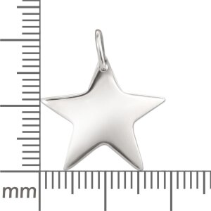 Stern Anh&auml;nger 19 mm schlicht gl&auml;nzend Echt Silber 925