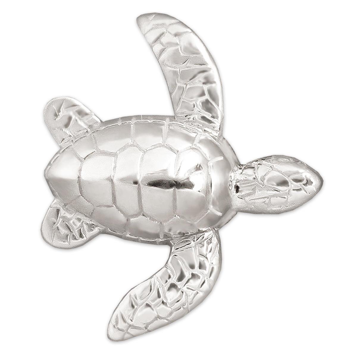Silberne Schildkröte 25 mm 3D bewegliche Flossen seitlich hängend Echt Silber 925