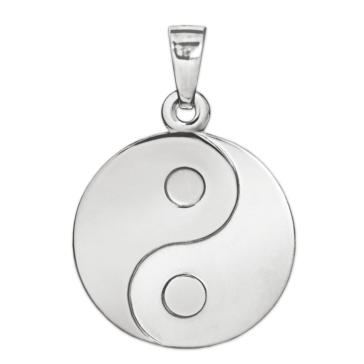 Anhänger Yin Yang Ø 16 mm schlicht teilmatt Echt Silber 925