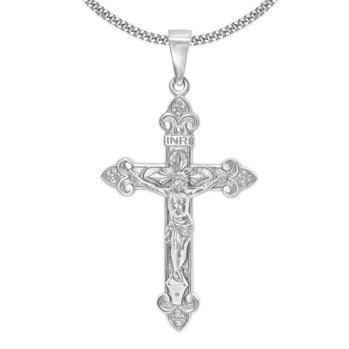 Silbernes Kreuz mit Jesus Barrocker Stil glänzend Echt Silber 925