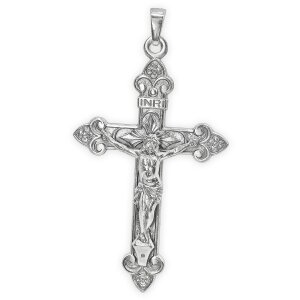Silbernes Kreuz mit Jesus Barock Stil gl&auml;nzend Echt...