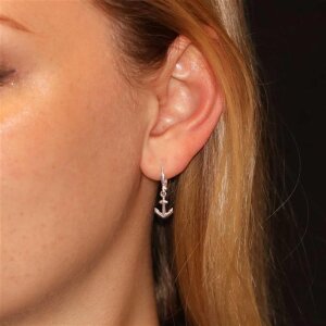 Ohrringe 31 mm mit Anker glänzend Echt Silber 925