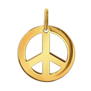 Goldener Peace Anhänger rund Ø 14 mm Frieden...
