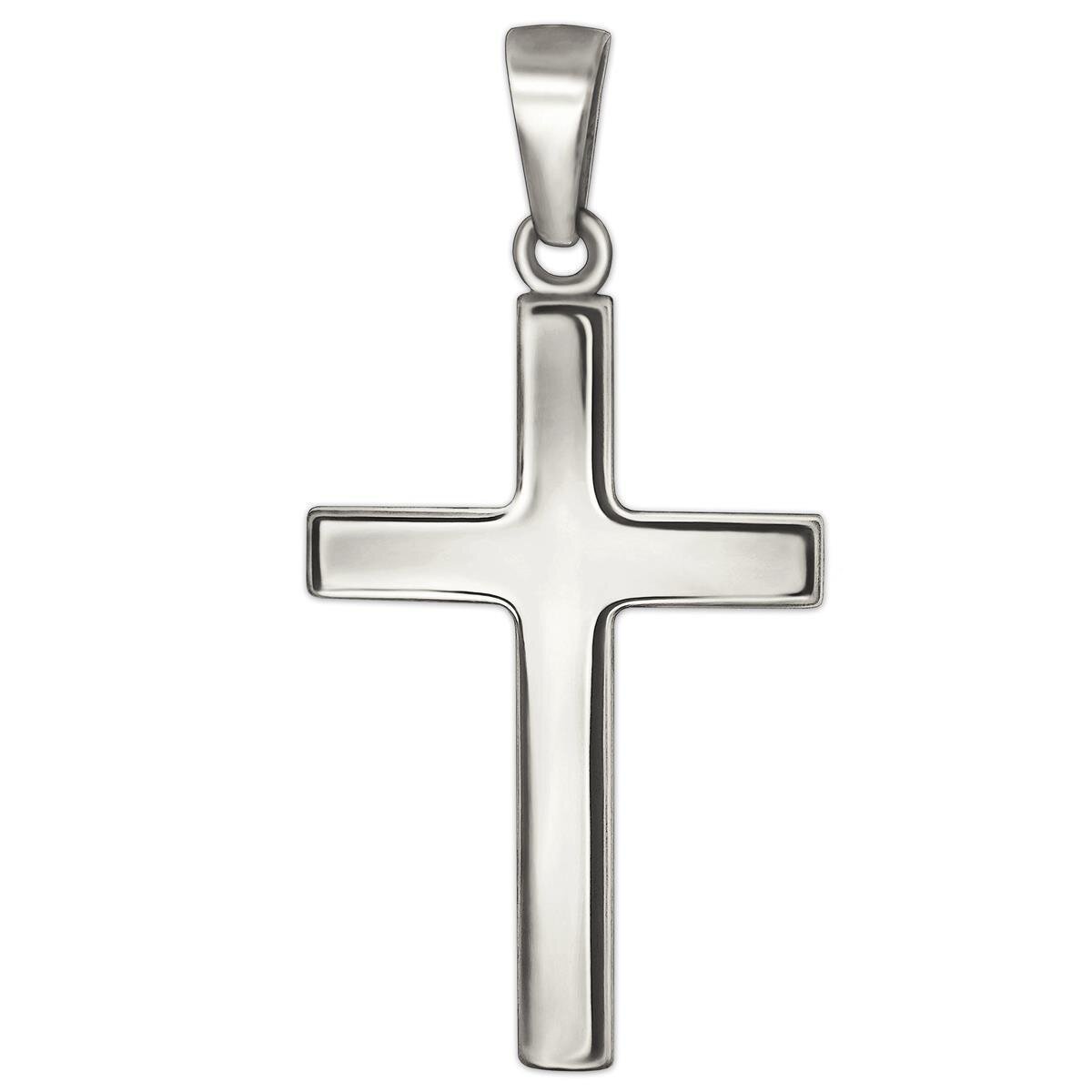 Silberner Anh&auml;nger Kreuz 18 mm schlicht gl&auml;nzend Echt Silber 925