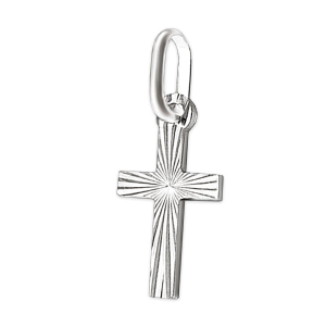 Mini Kreuz 12 mm diamantiert glänzend STERLING SILBER 925