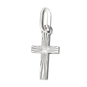 Mini Kreuz 12 mm diamantiert glänzend Echt Silber 925