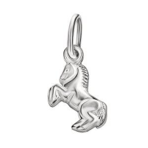 Silberner Anh&auml;nger Pferd 12 mm springend gl&auml;nzend Echt Silber 925