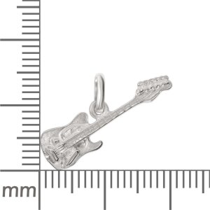 Silberner Anhänger E-Gitarre 20 x 15 mm plastische Form Echt Silber 925