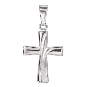 Silbernes Kreuz 17 mm glänzend mit 3 elegant  geschwungenen Bögen matt Echt Silber 925