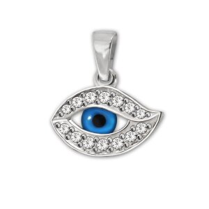 Anh&auml;nger Mini Nazar Auge 8 x14 mm Kristall blau und...
