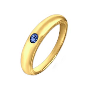 Goldener Taufring schlicht mit Safir blau gl&auml;nzend 333 GOLD 8 KARAT