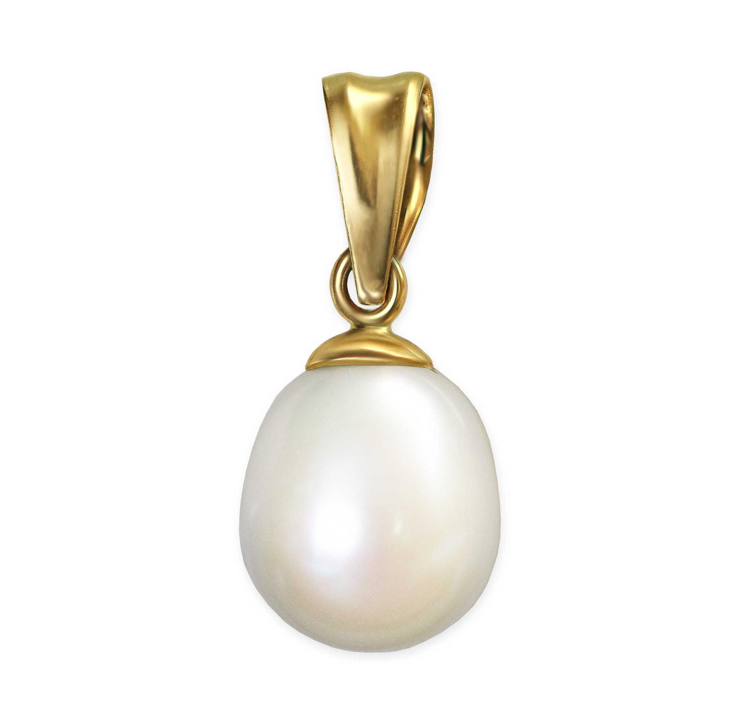 Goldener kleiner Perlenanhänger mit Süßwasserperle oval 8 mm glänzend 333 GOLD 8 KARAT