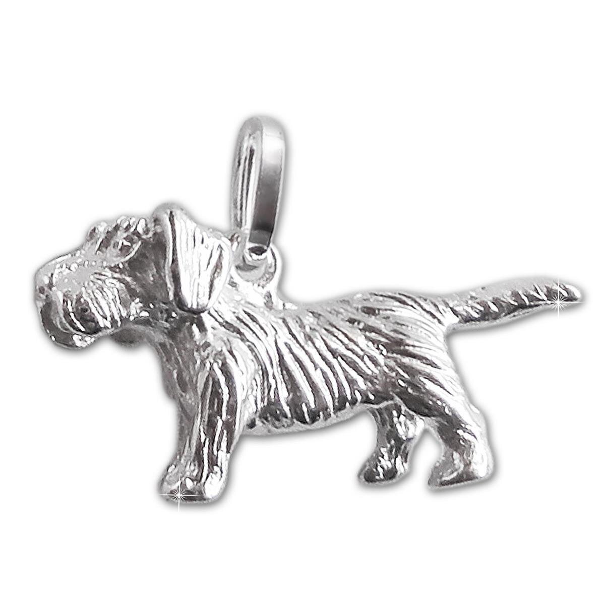 Silberner Rauhaardackel Hund Anhänger 20 mm figürlich Echt Silber 925