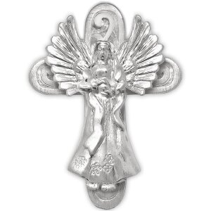 Silbernes Anhänger Kreuz 27 mm großer Engel sehr plastisch Echt Silber 925