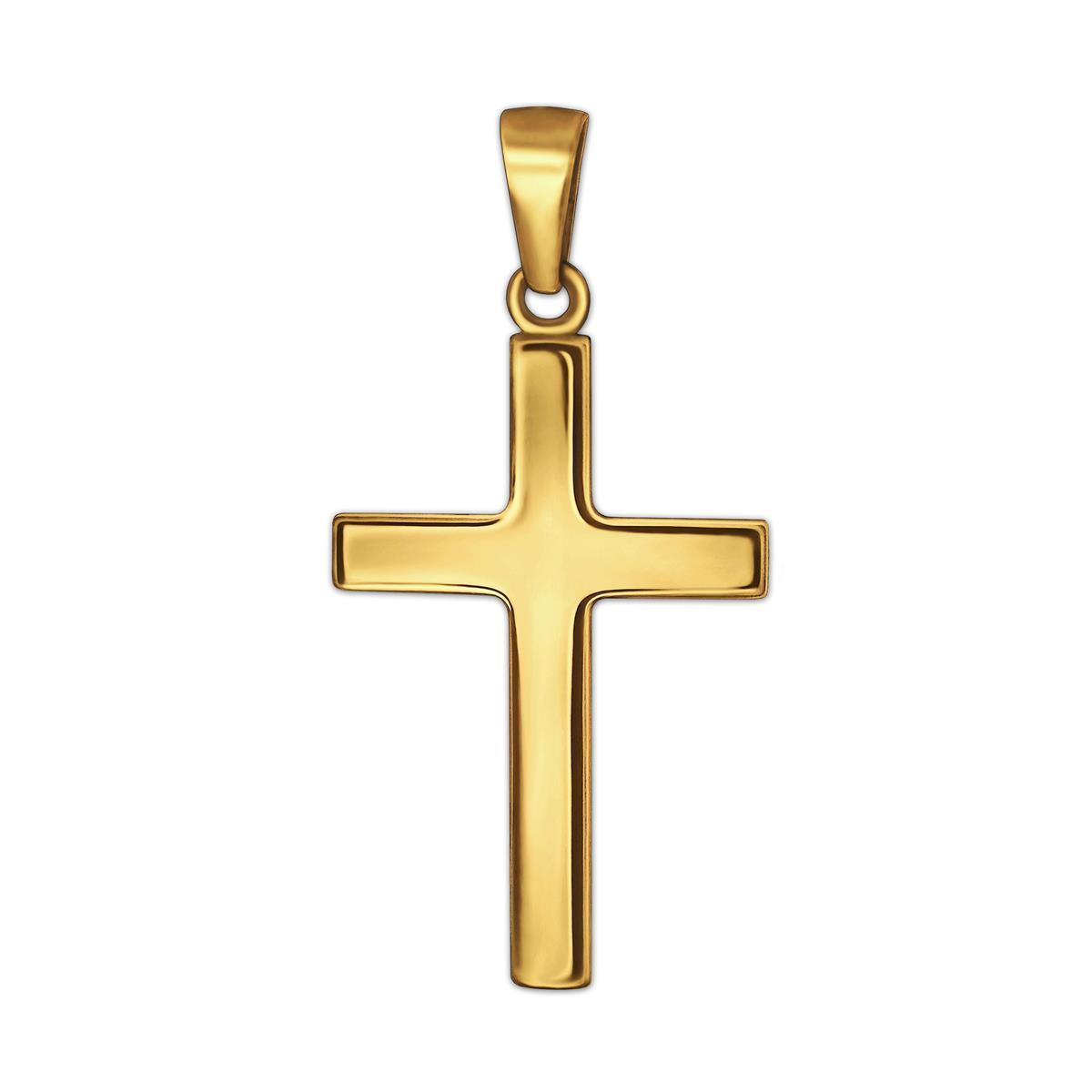 Goldener Anhänger kleines Kreuz 18 mm schlicht glänzend 333 GOLD 8 KARAT