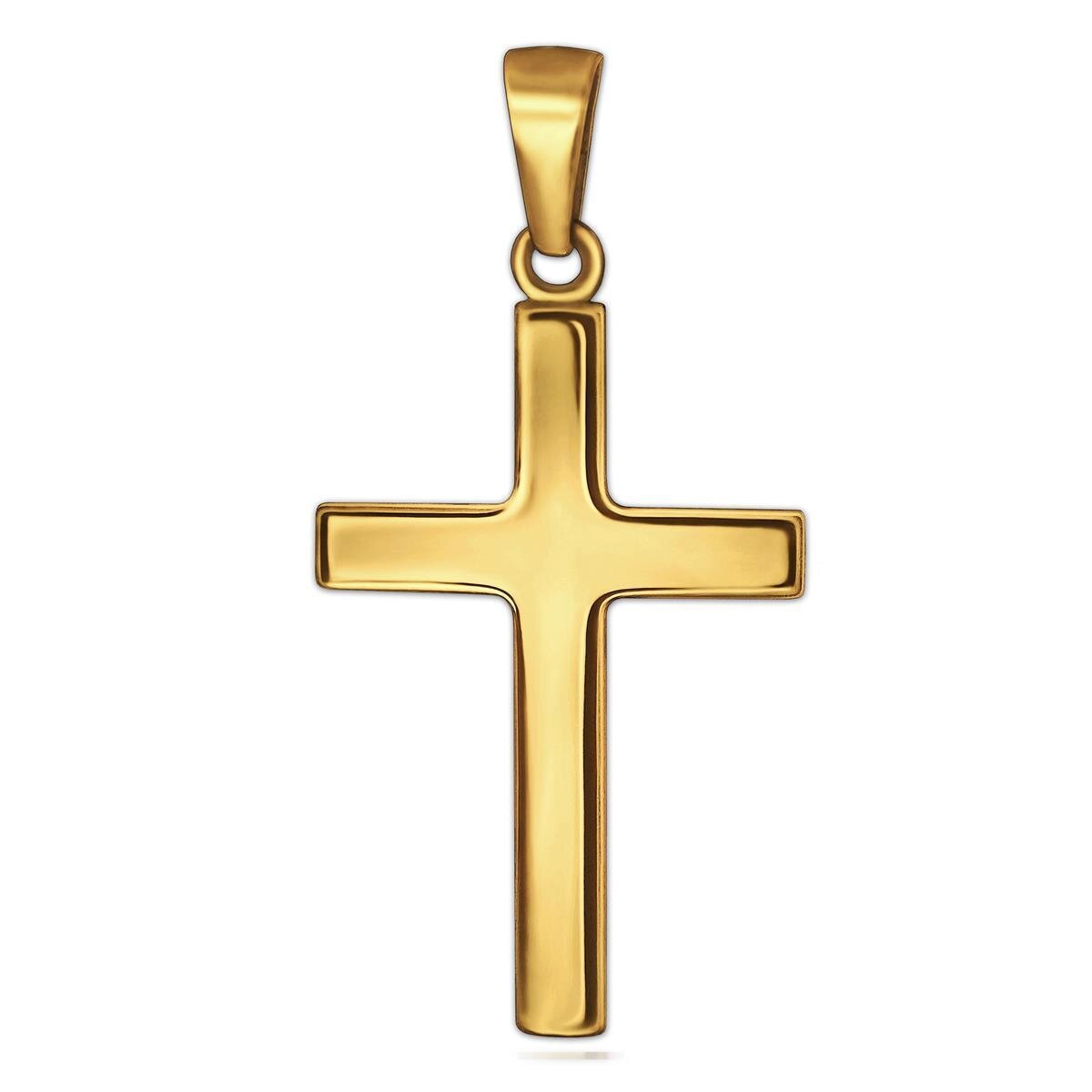 Goldener Kreuz Anhänger 24 mm groß schlicht glänzend poliert 333 Gold