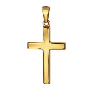 Goldener Anh&auml;nger Kreuz 21 mm schlicht gl&auml;nzend 375 Gold