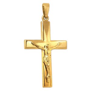 Goldenes Jesuskreuz 41 mm breite Ballken schlichte Form...