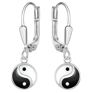 Silberne Ohrringe Yin Yang Ø ca. 9 mm schwarz und weiß...