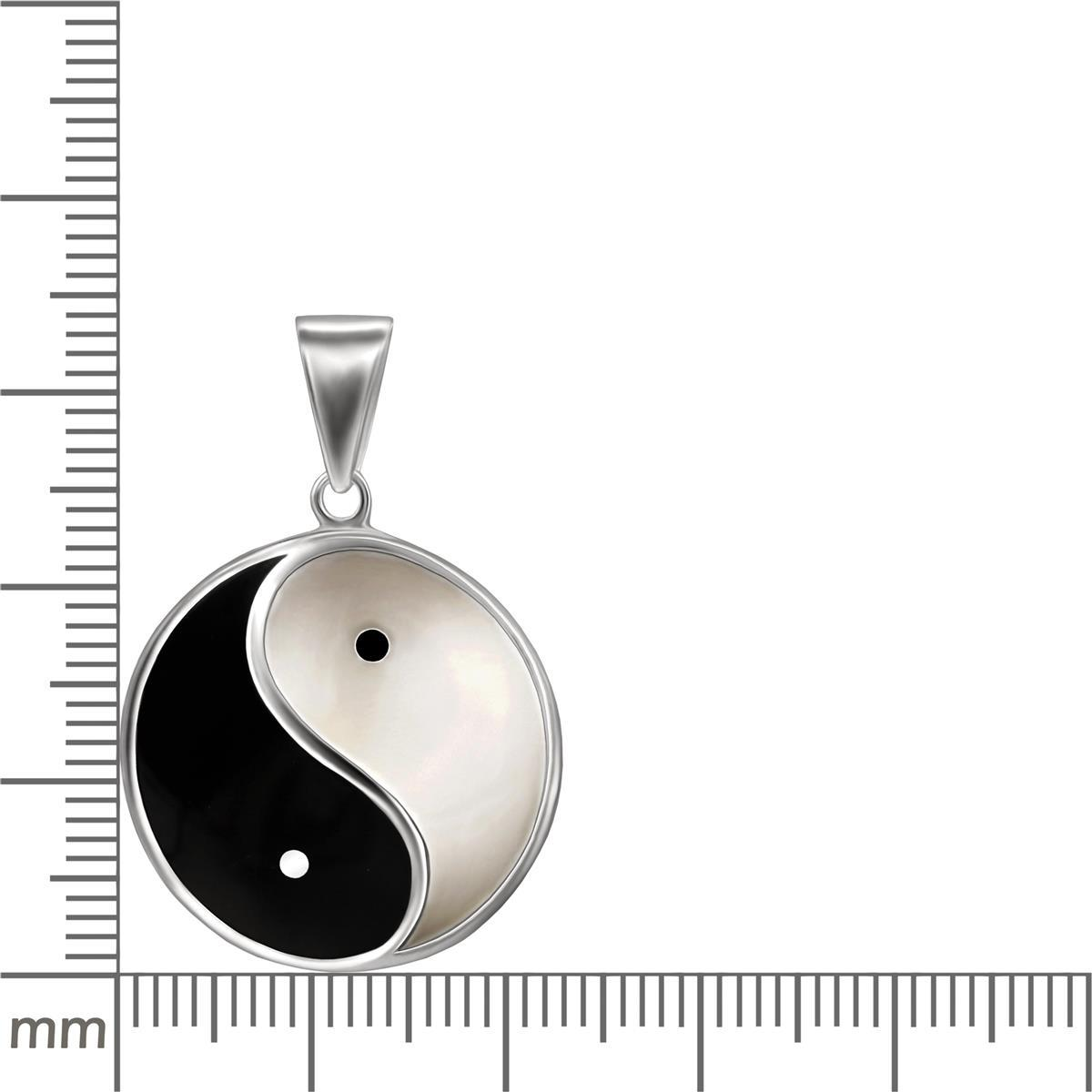 Anhänger Yin Yang 32 mm groß runde nicht geteilte Form Sterling Silber 925