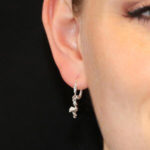 Silberne Ohrhänger Flamingo mit Zirkoniasteinen Echt Silber 925