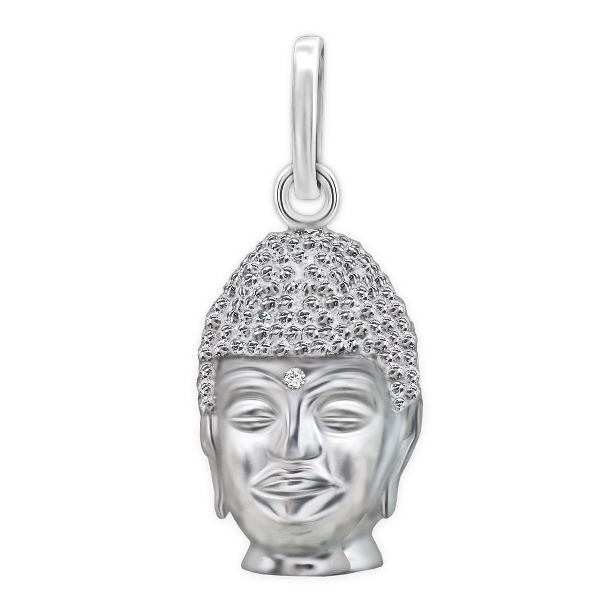 Silberner Buddha Kopf hochglänzend poliert Sterling Silber 925