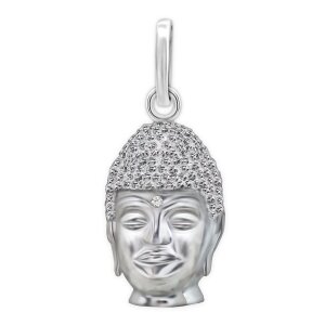 Silberner Buddha Kopf hochglänzend poliert Echt Silber 925