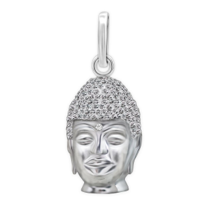 Silberner Buddha Kopf hochglänzend poliert Sterling...
